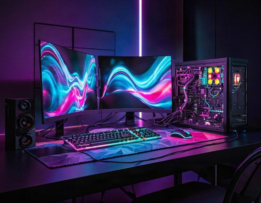 Postazione gaming con PC assemblato su misura